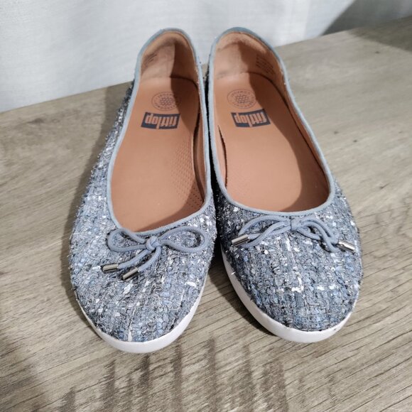 Fitflop Women's SUPERCHIC Luxe Tweed Ballet Flats Textile Size 7.5 - Picture 2 of 8